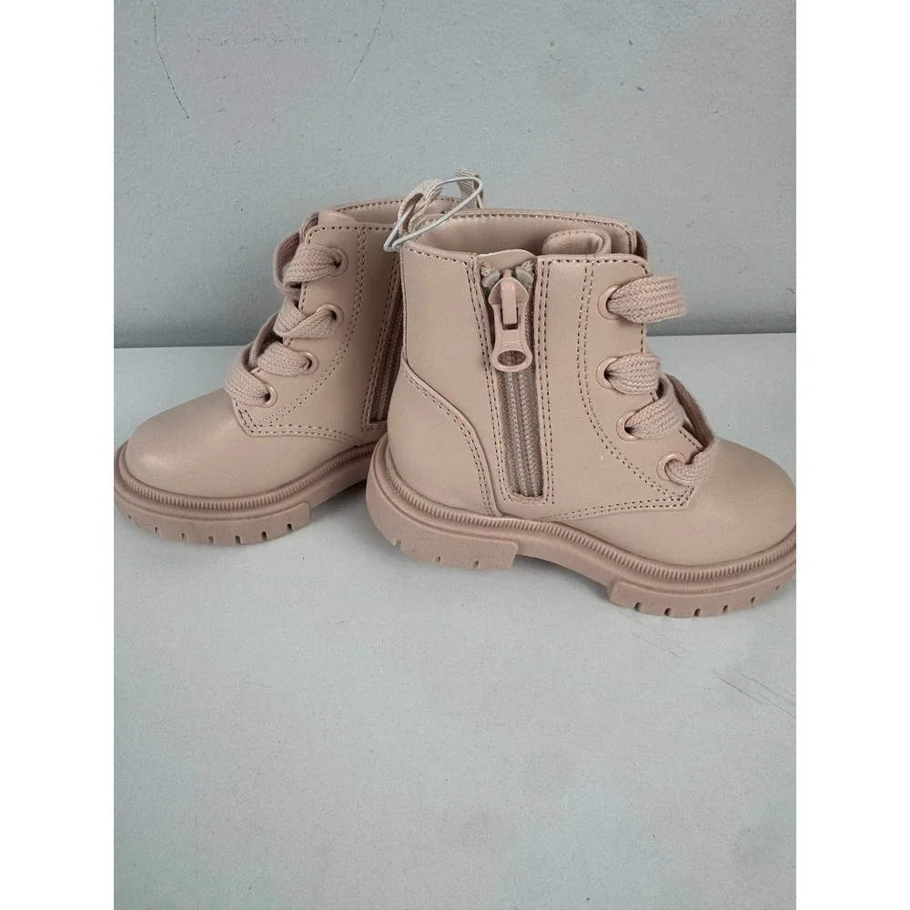 Cat & Jack Blush Amaya Pearl Studded Combat Boots Toddler Girls Size 6 New